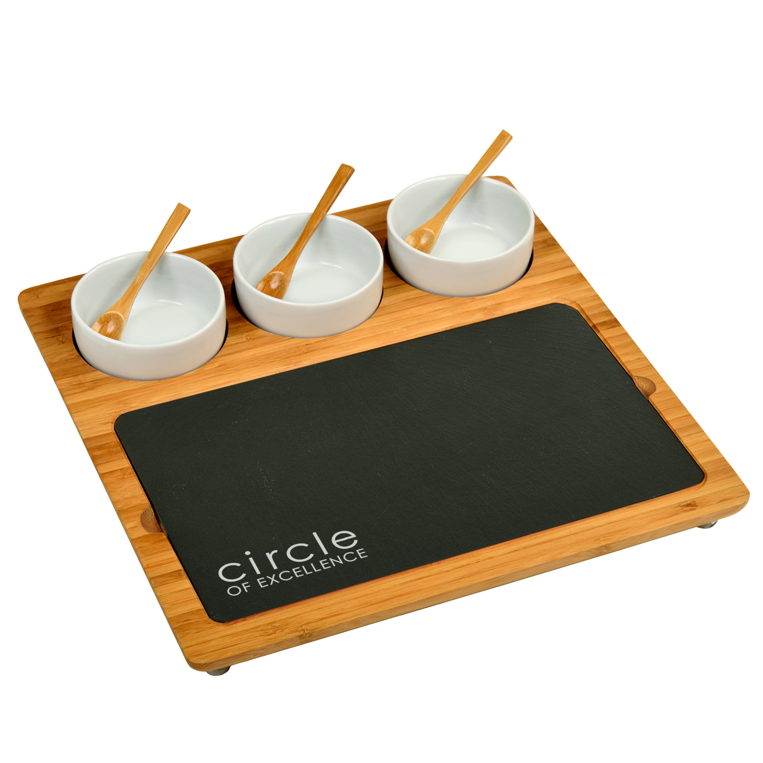8PC Bamboo/Slate Cheese Platter